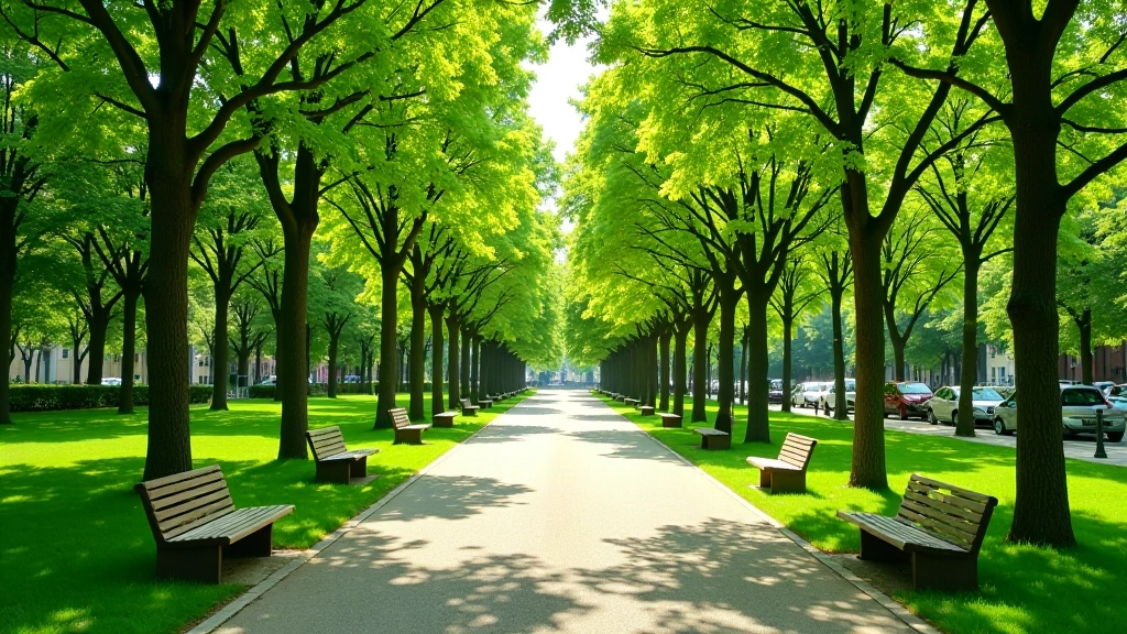 Parco urbano di Milano con panchine e spazi verdi, luogo ideale per la consapevolezza all'aperto