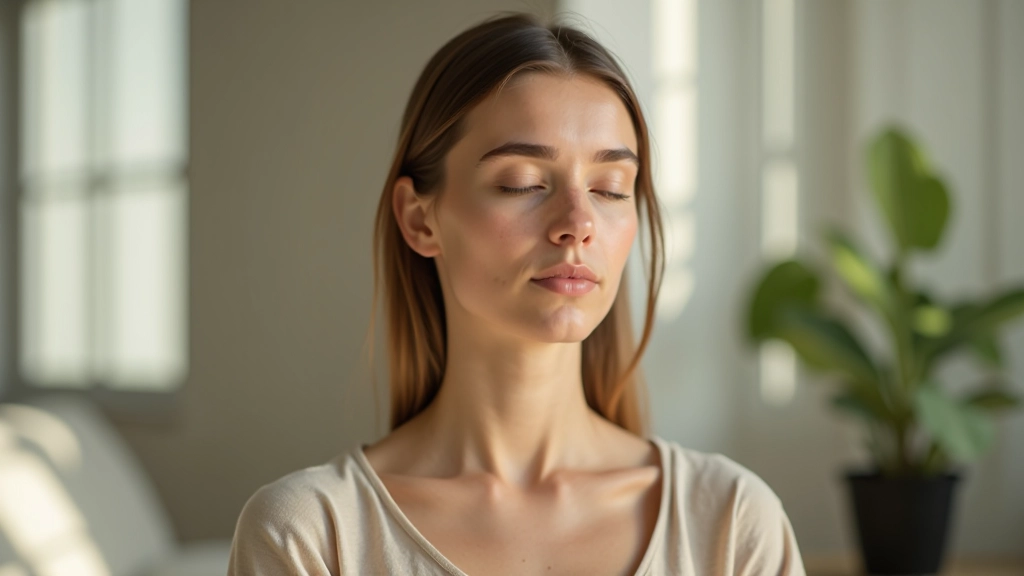 Persona serena durante pratica di mindfulness