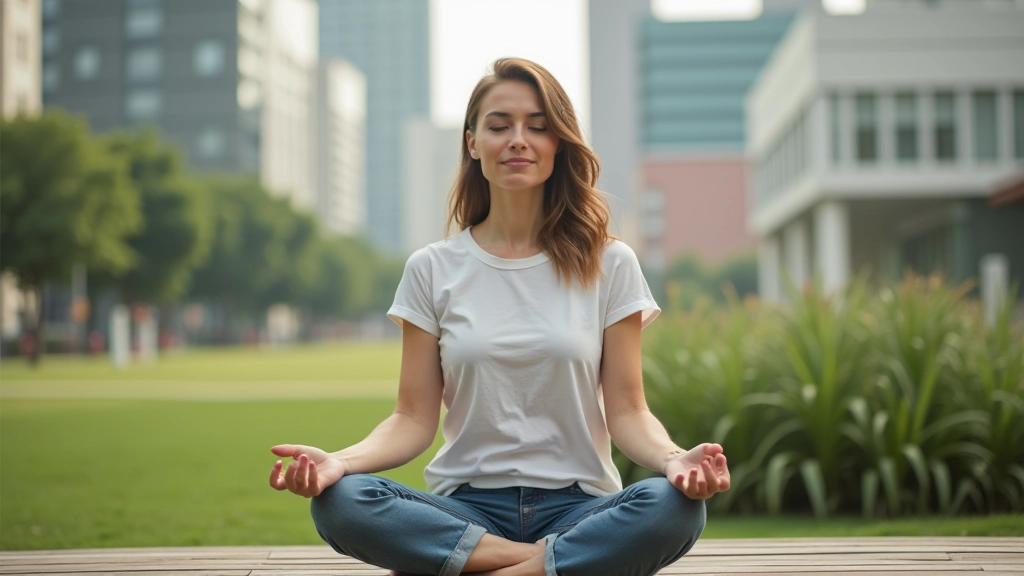 Donna pratica meditazione in parco urbano Milano